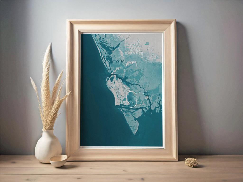 Marco Island Florida Coastal Map Art Print Ten Thousand Islands Nautical Wall Decor Beach House Gift Housewarming Anniversary Present