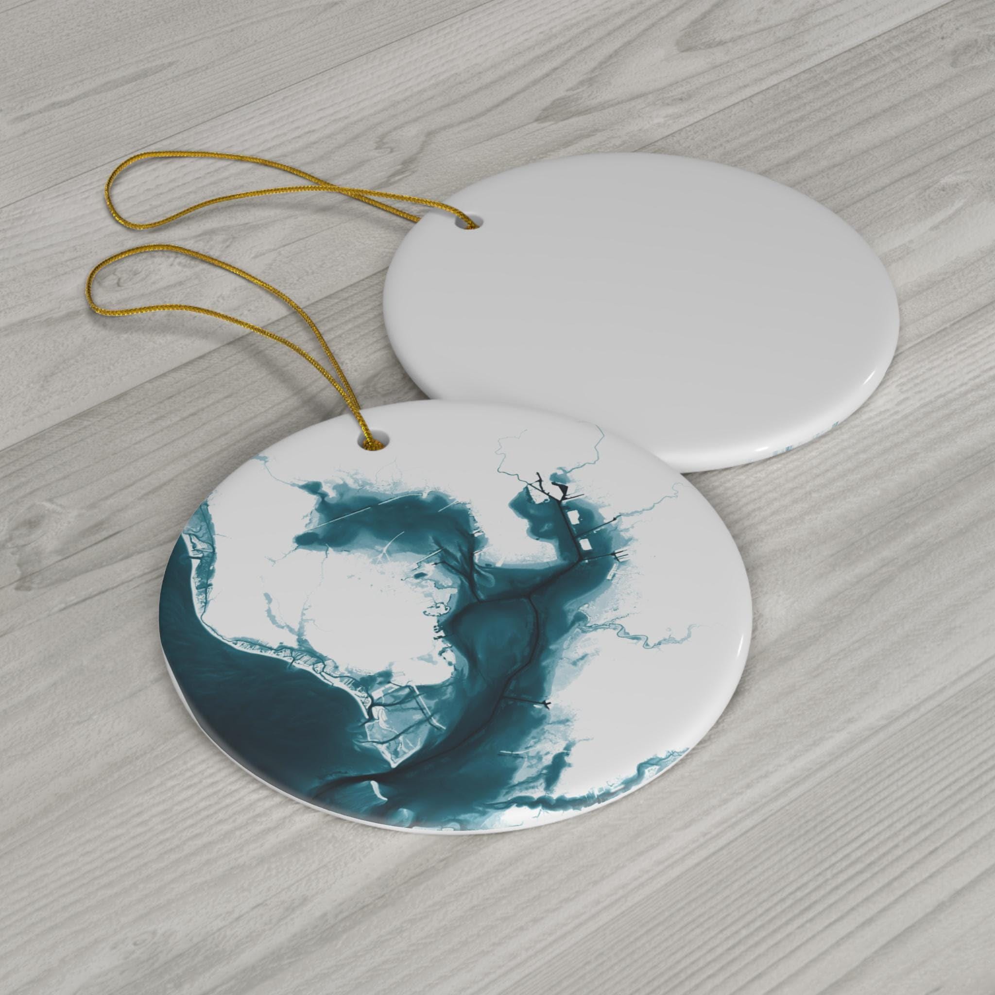 Tampa Bay Florida Coastal Map Ceramic Ornament Nautical Chart Christmas Gift Beach House Decor Boating Vacation Memory Keepsake