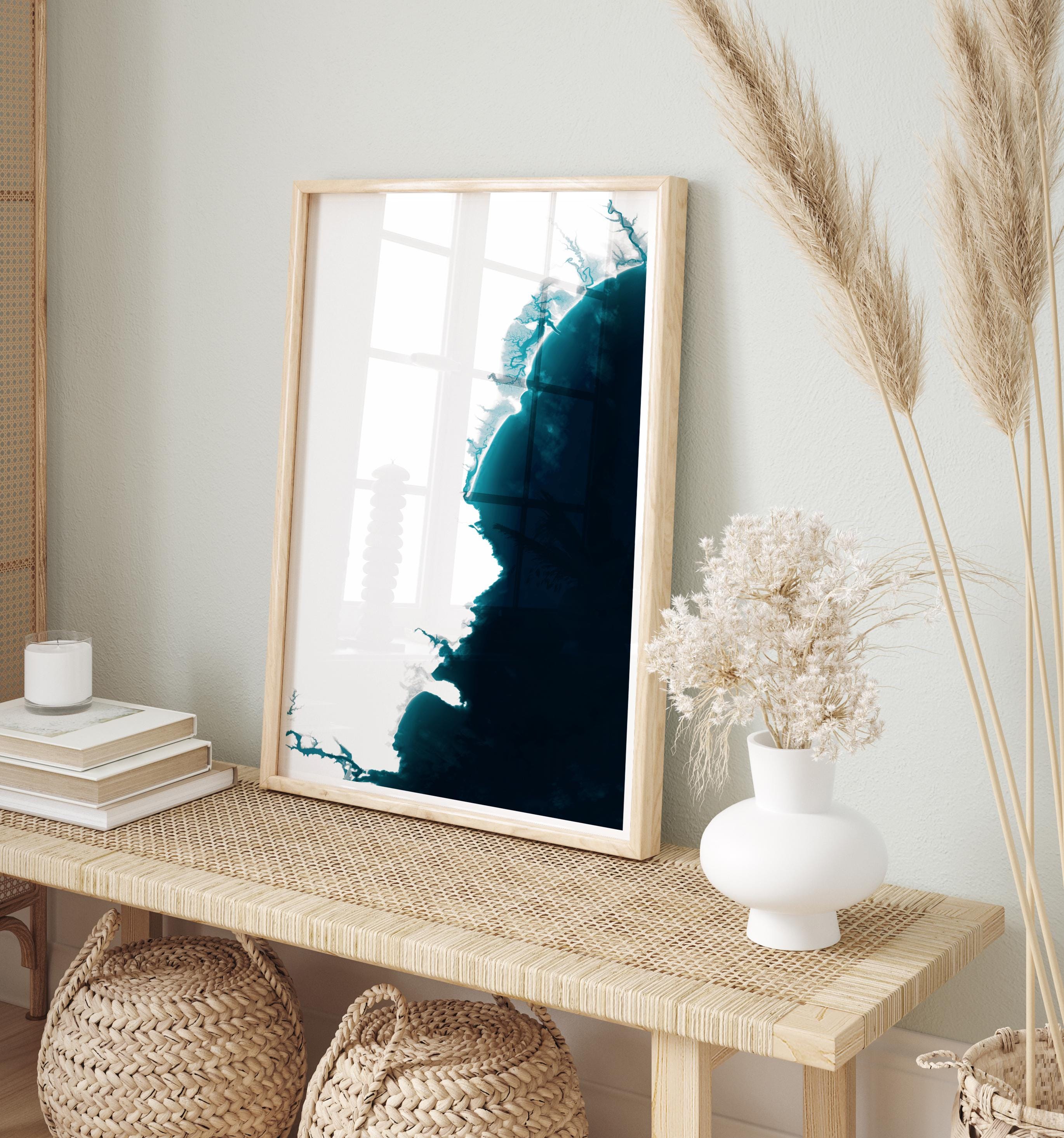 Ogunquit Maine Coastal Map Art Print Housewarming Gift Anniversary Present Nautical Wall Decor Beach House Bathymetric Chart Framed Poster