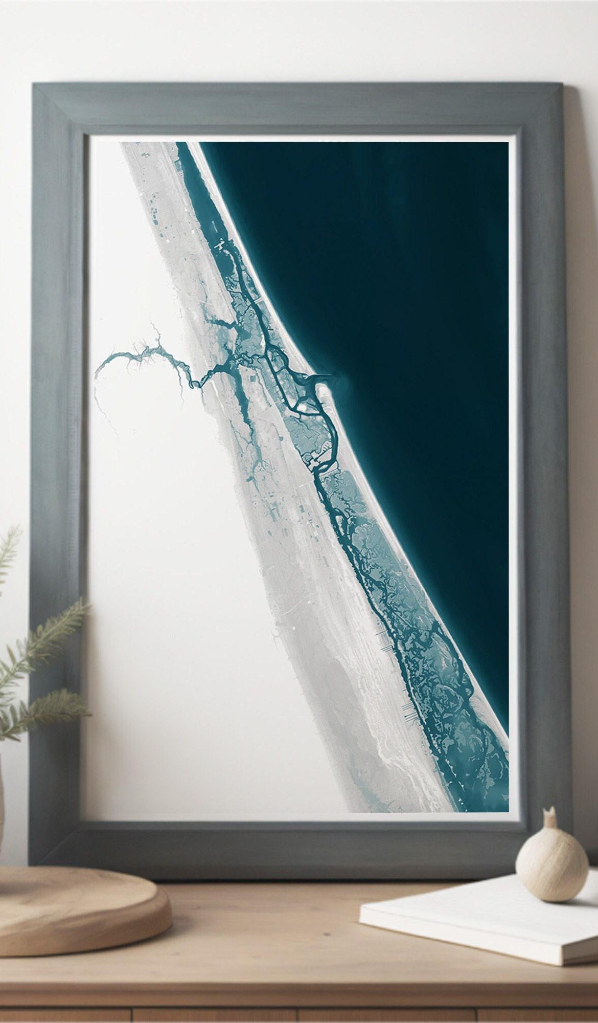 New Smyrna Beach Florida Homeowner Husband Coastal Decor Print Gift Wife Wall For Map Art Nautical Ocean Depth Chart House Lover