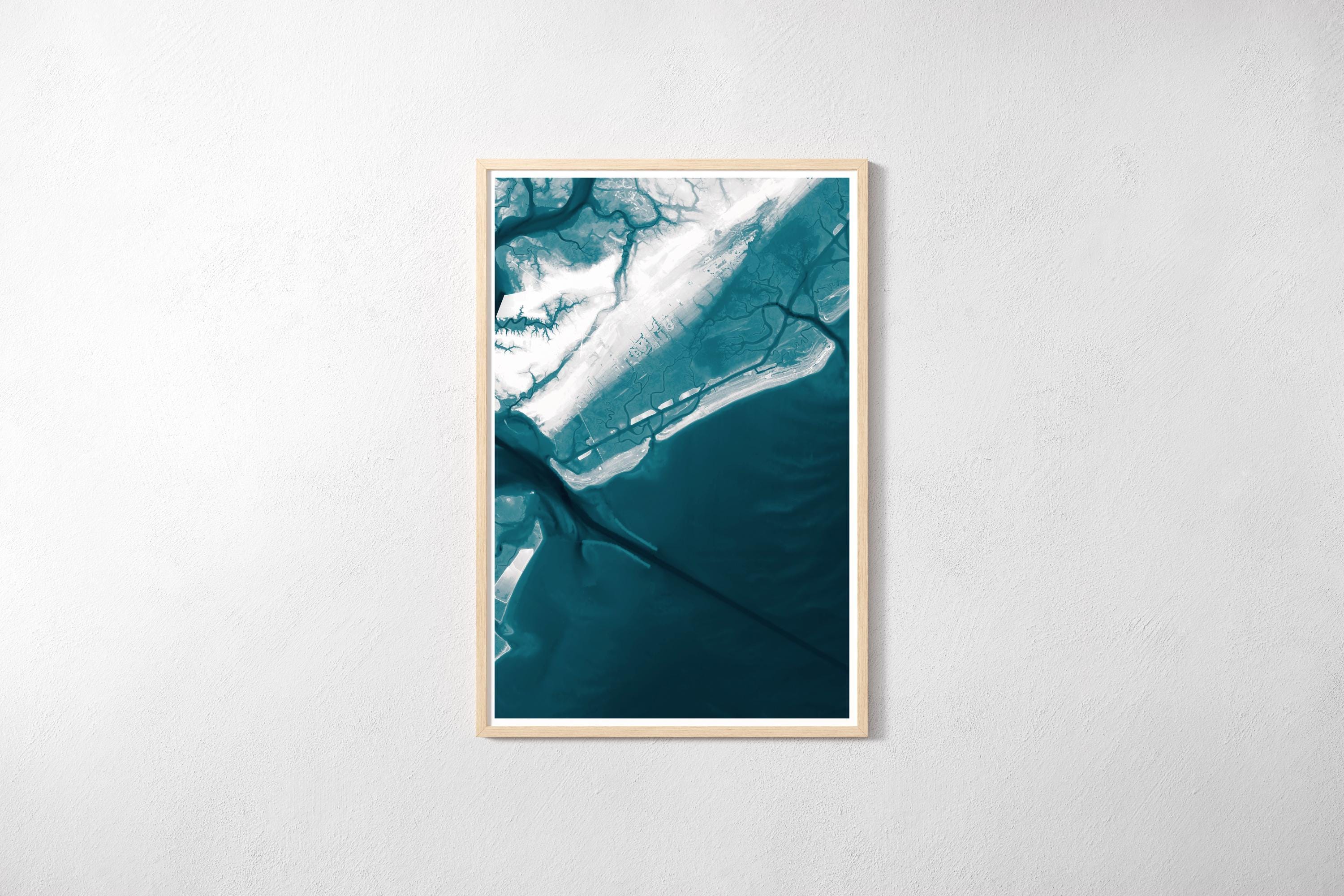 Isle of Palms South Carolina Bathymetric Map Art Print Coastal Wall Decor Lowcountry Nautical Beach House Gift Housewarming Anniversary