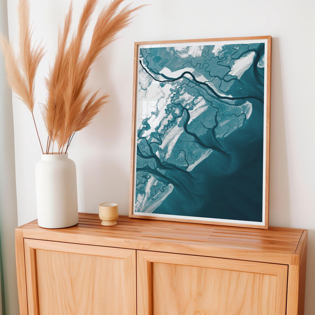 Golden Isles Georgia Nautical Seaside Vintage Coastal Simons House Decor Ocean Print Retro Style Shore Beach Token Gift Wall Idea