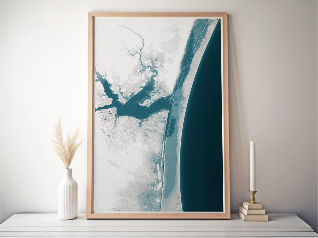 Baffin Bay Texas Bathymetric Map Art Print Nautical Gulf Coast Wall Decor Beach House Gift Ocean Depth Chart Coastal Artwork Home