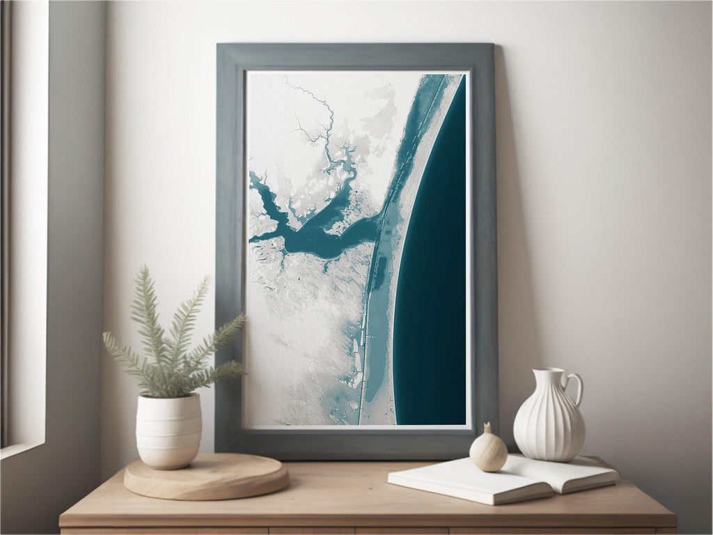 Baffin Bay Texas Bathymetric Map Art Print Nautical Gulf Coast Wall Decor Beach House Gift Ocean Depth Chart Coastal Artwork Home