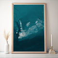 Key West Florida Bathymetric Map Art Print Nautical Tropical Island Coastal Wall Decor Beach House Housewarming Gift Anniversary Present