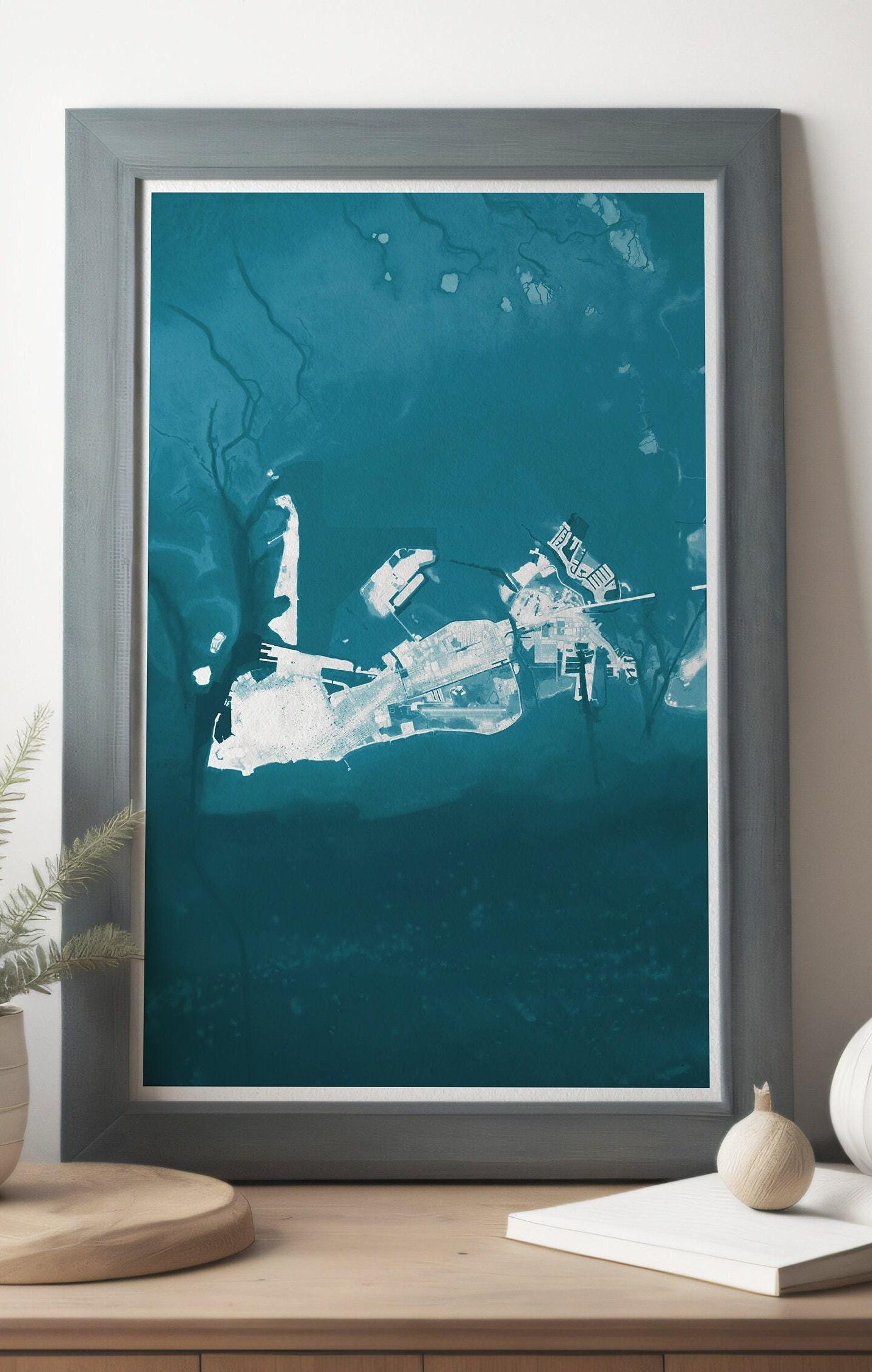 Key West Florida Keys Coastal Map Art Print Nautical Wall Decor Beach House Gift Ocean Depth Chart Housewarming Anniversary Tropical Island