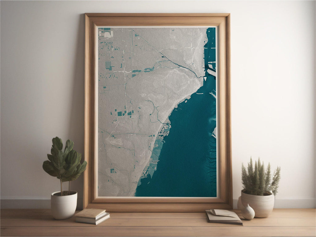 Coral Gables Florida Coastal Map Art Print Nautical Wall Decor Beach House Gift Ocean Depth Chart Housewarming Anniversary Cityscape Home