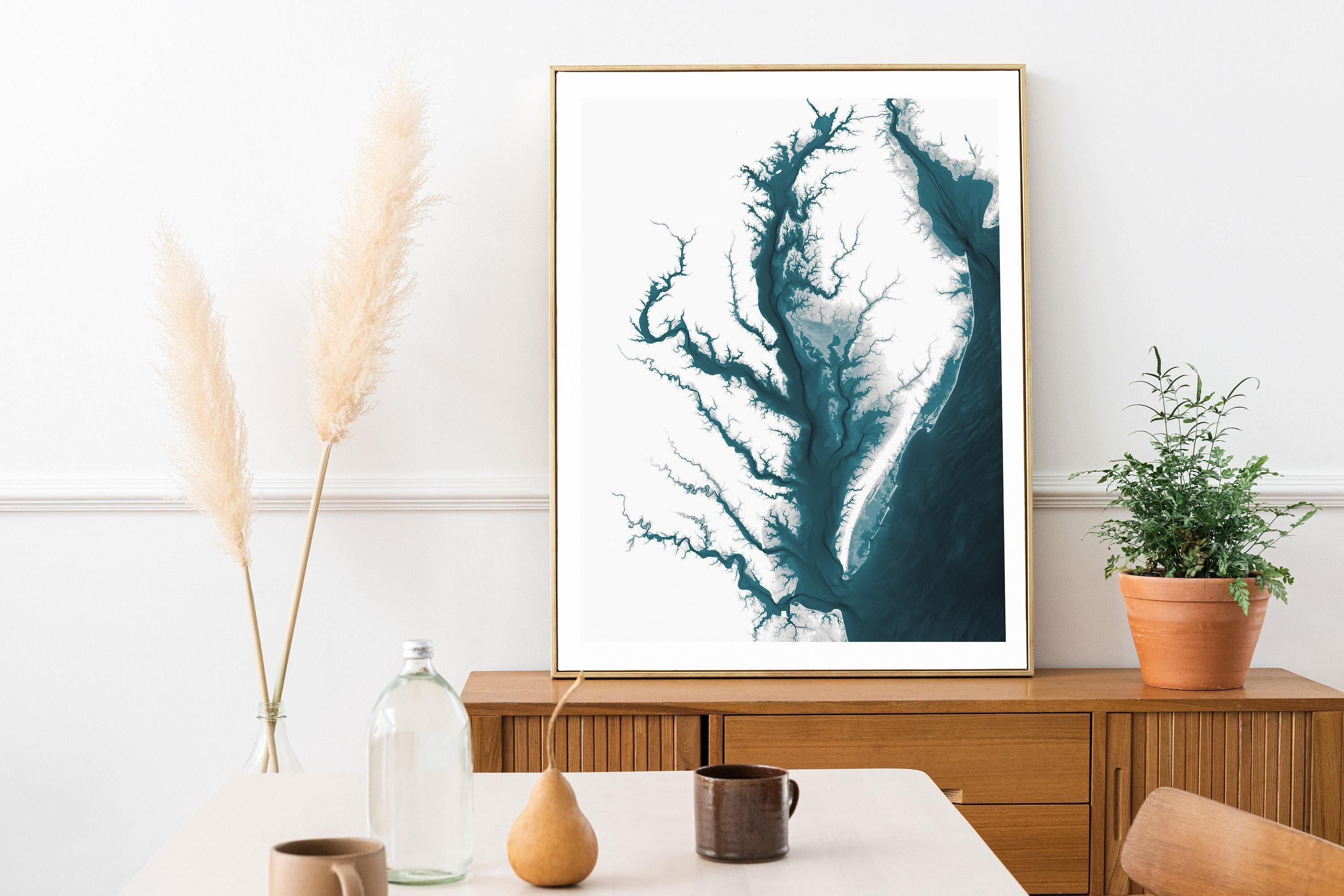 Coastal Map Print Set of Three Bathymetric Wall Art Housewarming Gift Anniversary Beach House Nautical Ocean Depth Chart Poster Decor