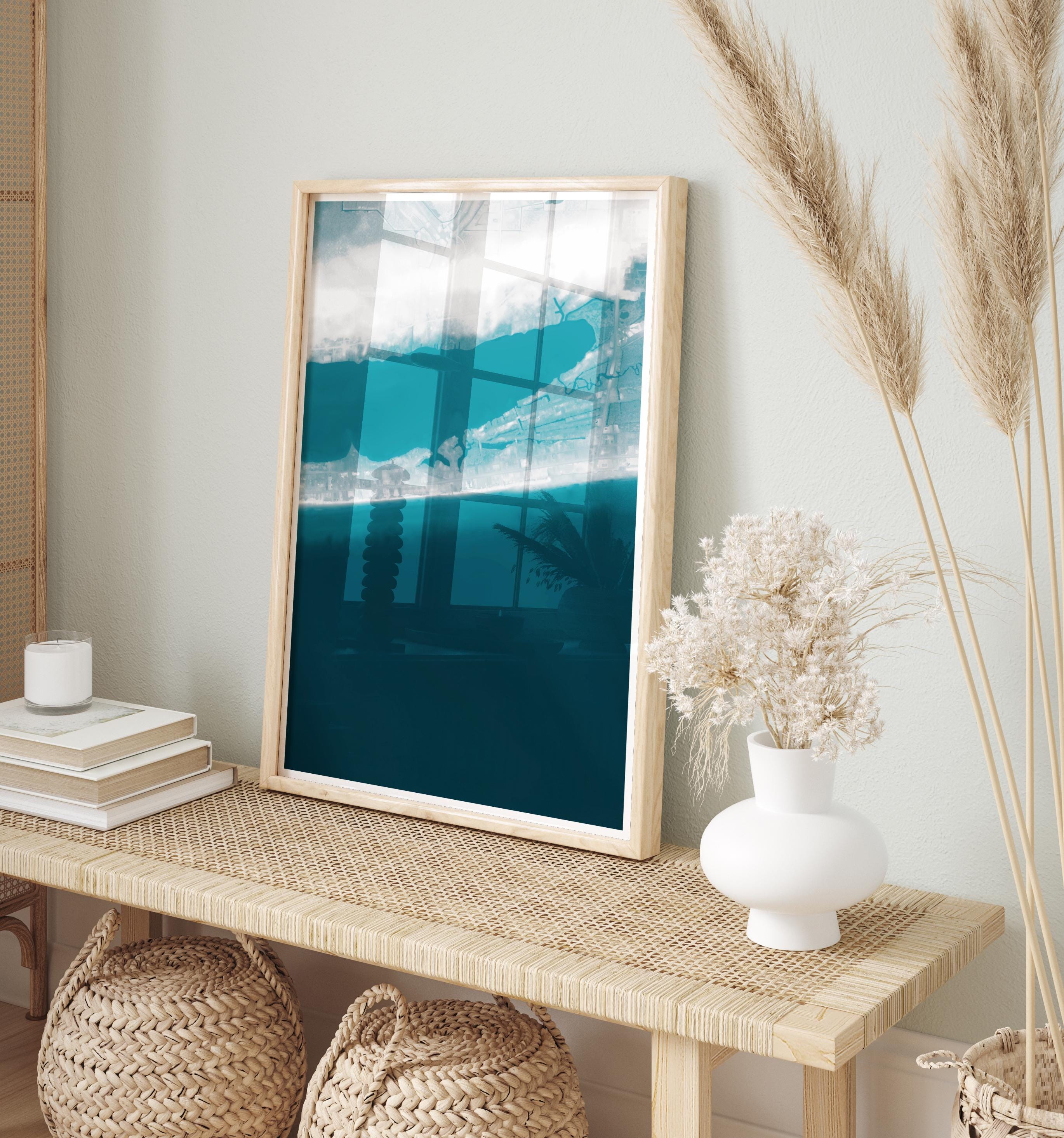 Gulf Shores Alabama Coastal Map Art Print Beach House Wall Decor Nautical Chart Gift Ocean Depth Bathymetric Gulf of Mexico Poster