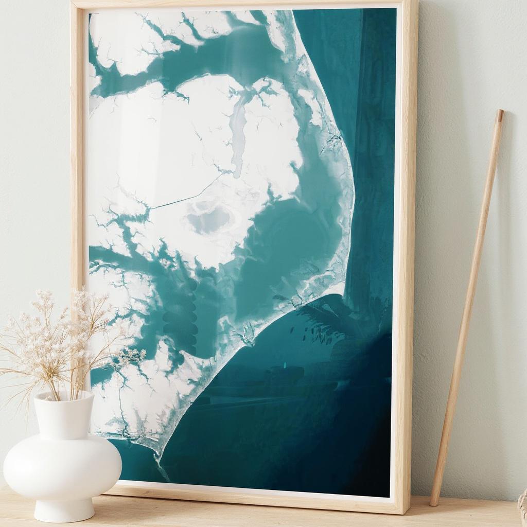 Outer Banks North Carolina Nautical Coastal Decor House Chart Beach Ocean Print Gift Home Obx Map Art Wall Depth Lover Housewarming