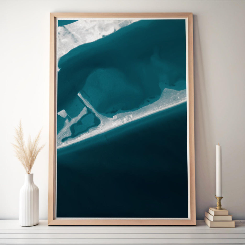 Pensacola Beach Florida Map Art Print Gulf Shore Nautical Wall Decor Emerald Coast Ocean Depth Coastal Home Gift Chart Water Poster