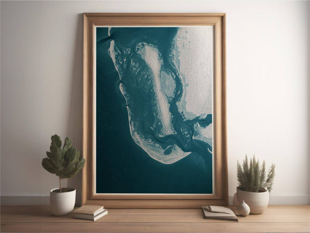 Sanibel Island Florida Coastal Map Art Print Teacher Retirement Gift Appreciation End of School Year Educator Present Beach Wall Decor