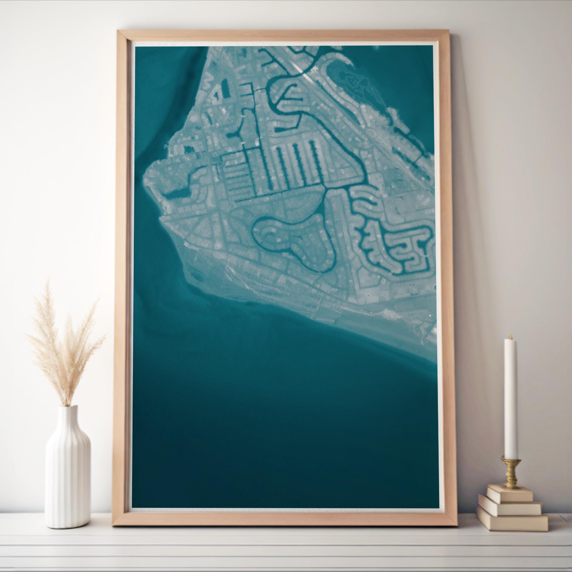Siesta Key Florida Map Art Print Sarasota Gulf Coast Nautical Wall Decor Beach House Gift Ocean Water Depth Coastal Chart Poster
