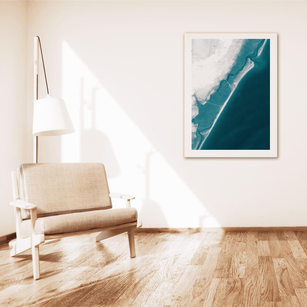 Pawleys Island South Carolina Bathymetric Map Art Print Nautical Coastal Wall Decor Ocean Depth Chart Beach House Housewarming Gift