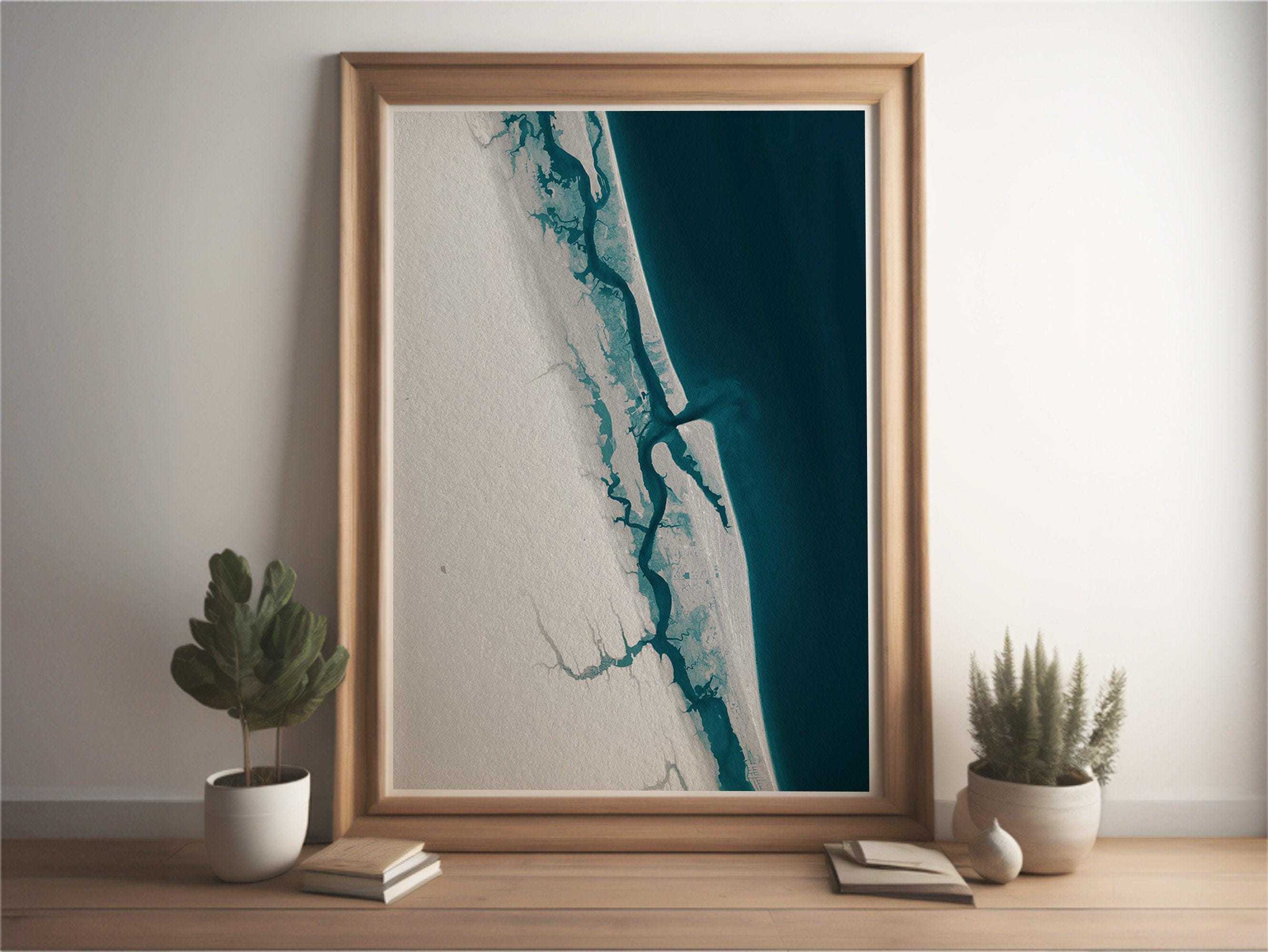 St Augustine Florida Coastal Map Art Print Nautical Wall Decor Beach House Gift Housewarming Anniversary Present Historic City Shoreline