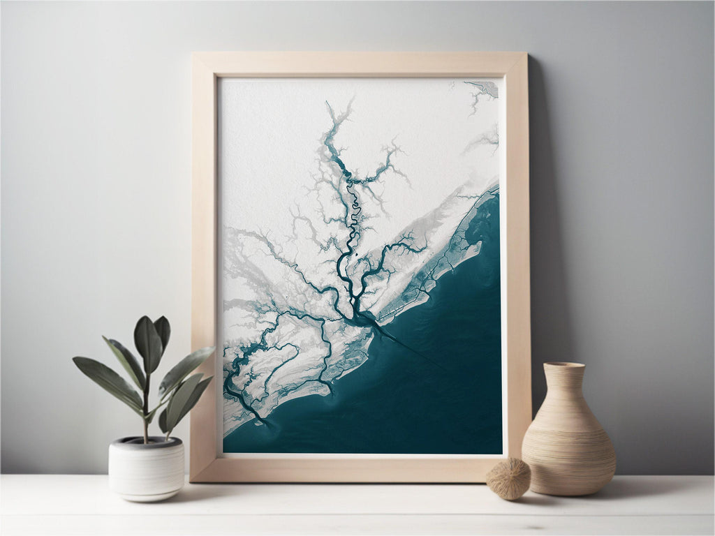 Teacher Retirement Gift Charleston South Carolina Coastal Map Print Bathymetric Art Appreciation End of School Year Educator Wall Decor