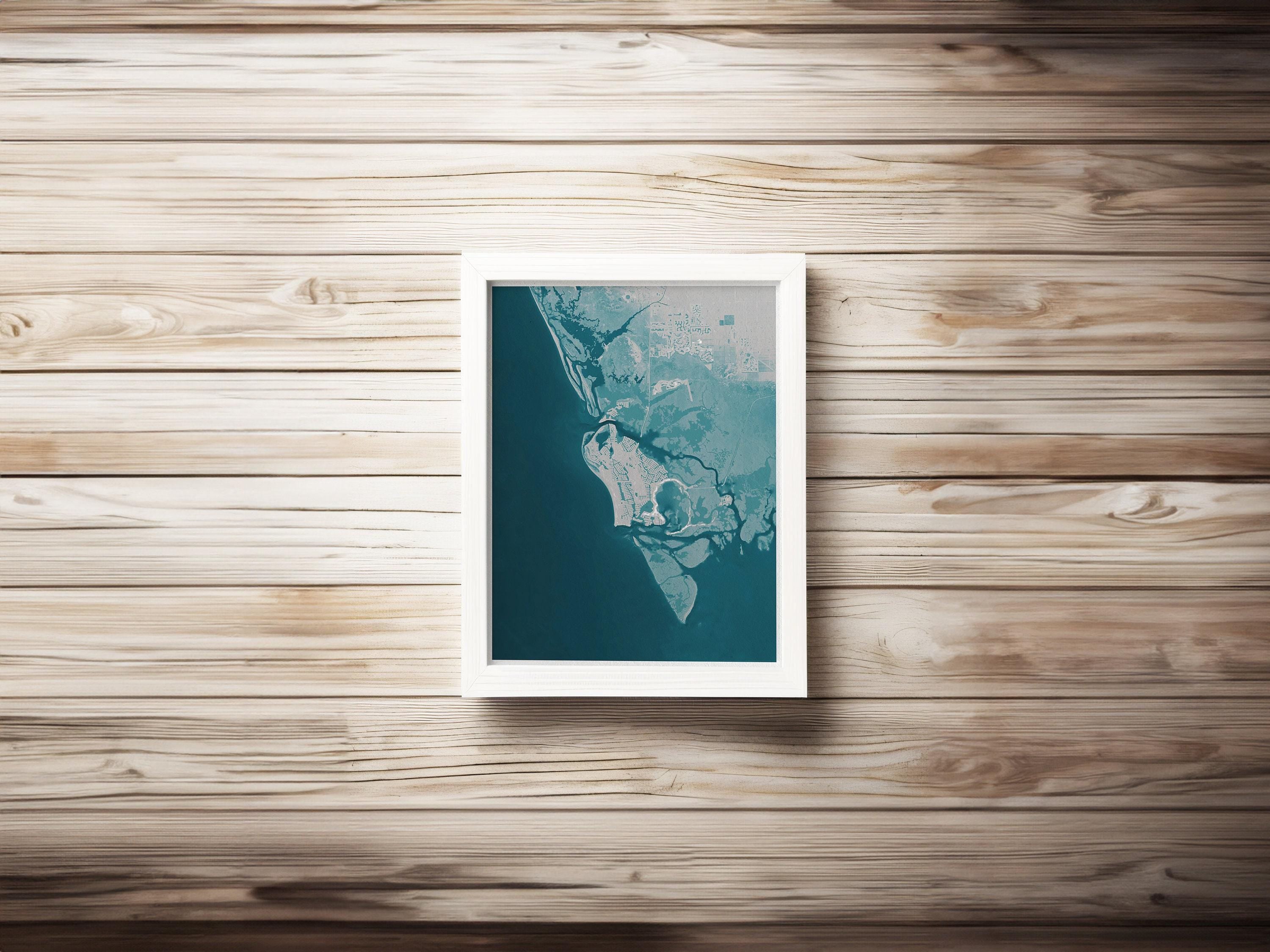 Marco Island Florida Coastal Map Art Print Ten Thousand Islands Nautical Wall Decor Beach House Gift Housewarming Anniversary Present
