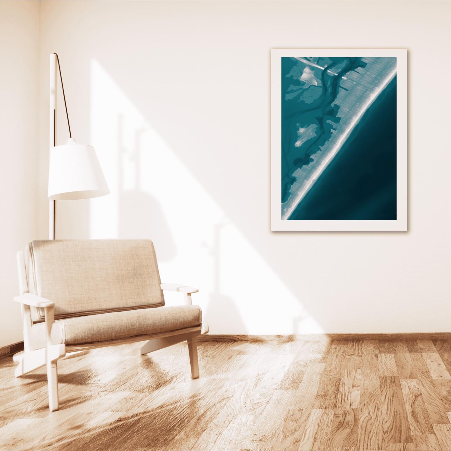 Long Beach Island New Jersey Map Print Nautical Coastal Wall Art Ocean Depth Chart Modern Beach House Decor Minimalist Gift for Ocean Lovers