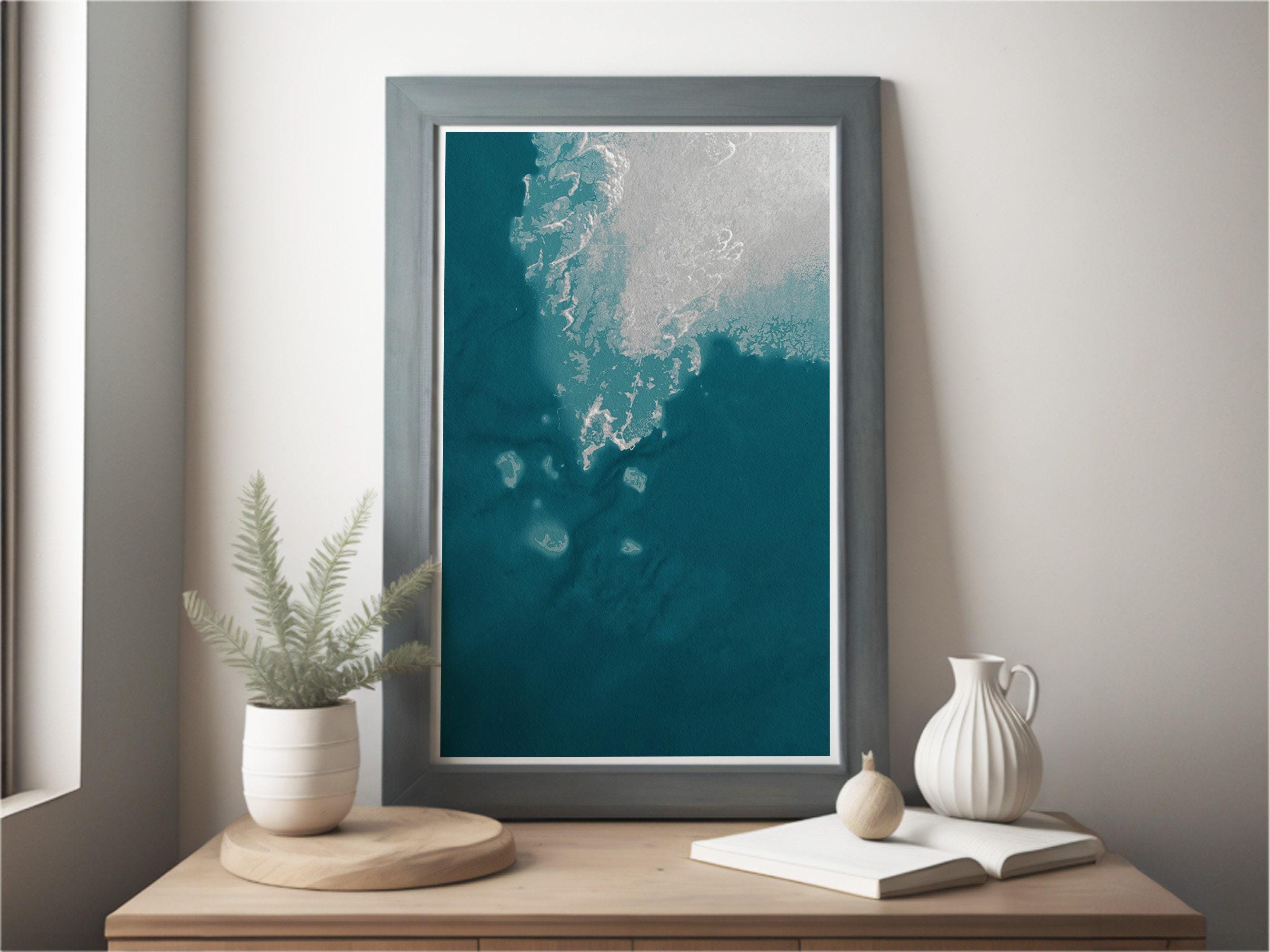 Cedar Key Florida Coastal Map Art Print Nautical Wall Decor Beach House Gift Housewarming Anniversary Seaside Town Gulf Ocean Chart Framed
