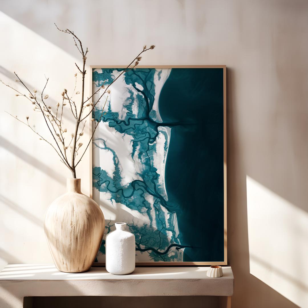 Amelia Island Florida Housewarming Anniversary Waterfront Nautical Coastal Framed Print Depth Beach Decor Ocean House Wall Home