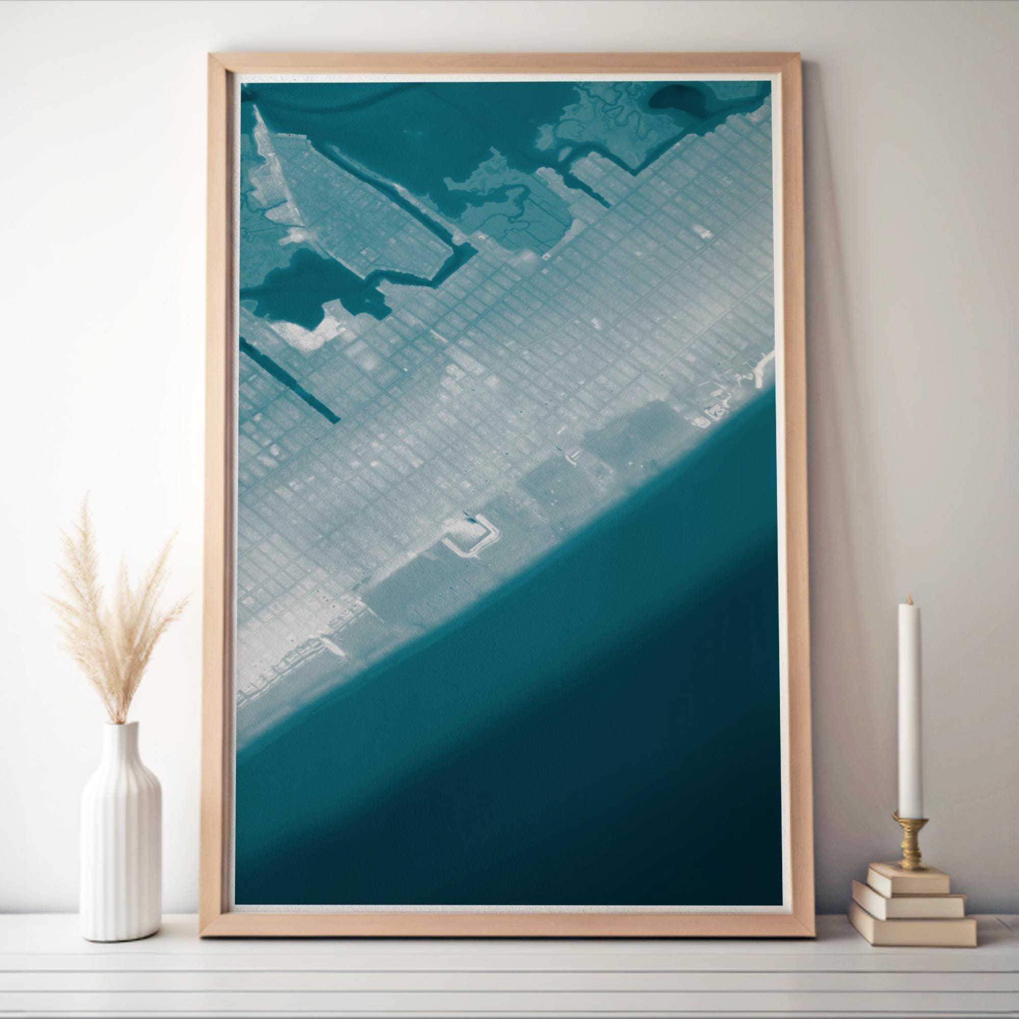 Wildwood New Jersey Coastal Map Art Print Nautical Chart Wall Decor Jersey Shore Beach House Gift Ocean Housewarming Anniversary