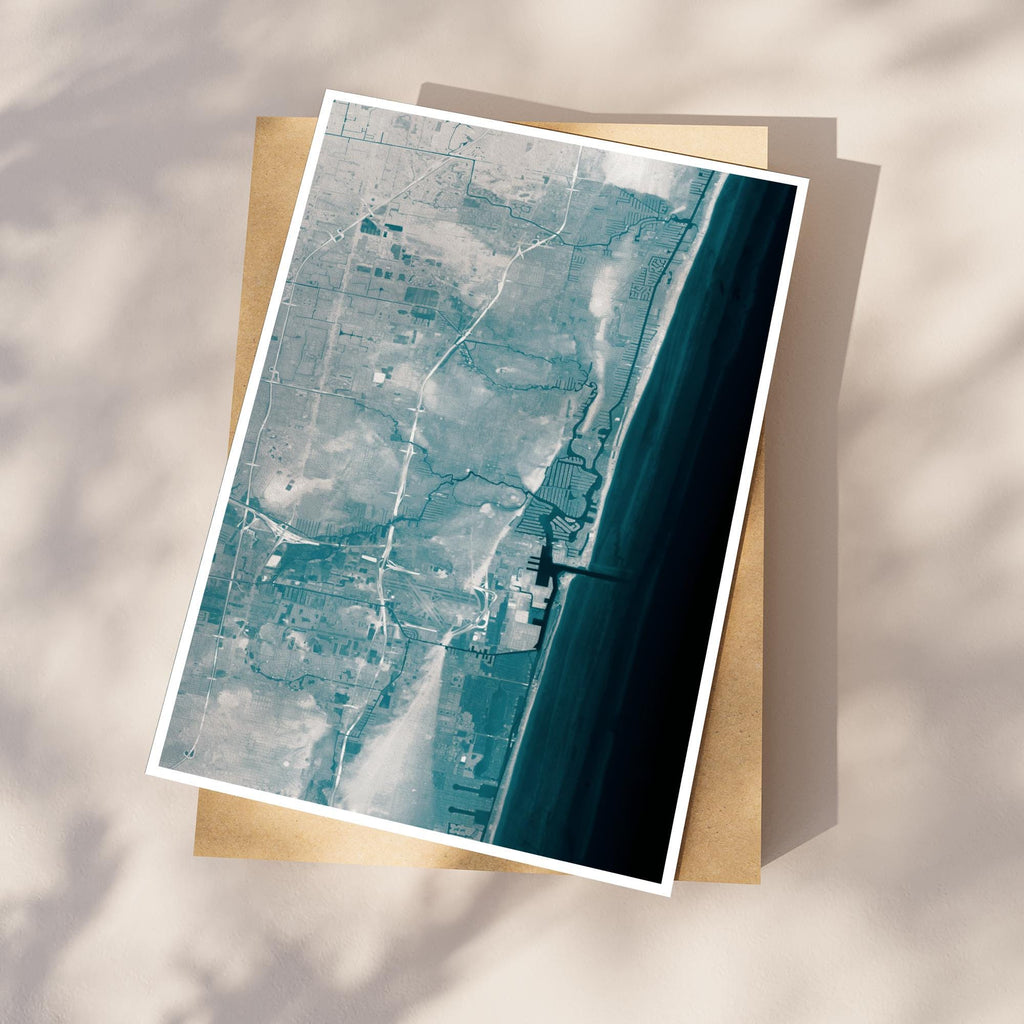 Fort Lauderdale Florida Bathymetric Map Art Print Nautical Seafloor Wall Decor Coastal Beach House Housewarming Anniversary Gift Ocean Depth