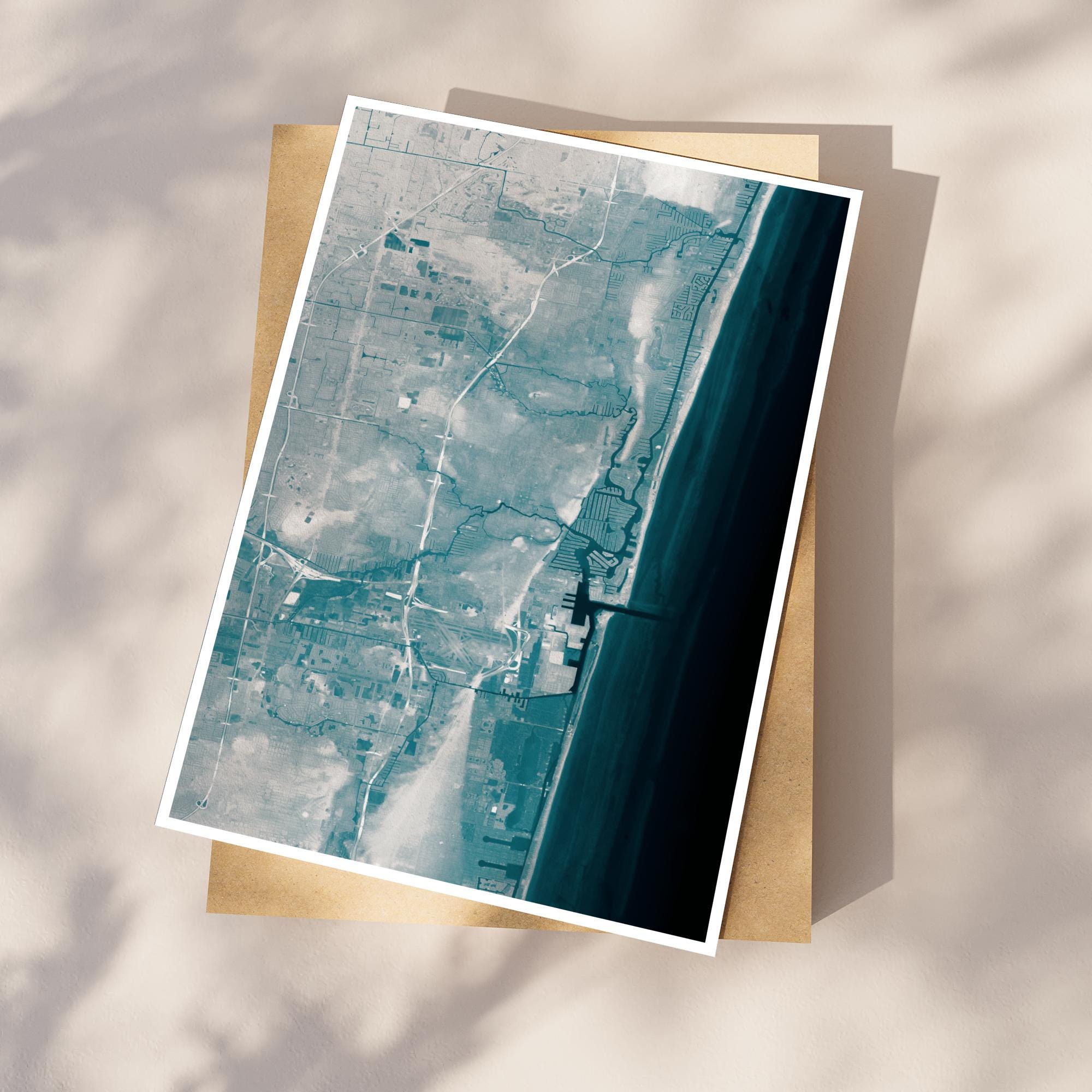 Fort Lauderdale Florida Bathymetric Map Art Print Nautical Seafloor Wall Decor Coastal Beach House Housewarming Anniversary Gift Ocean Depth