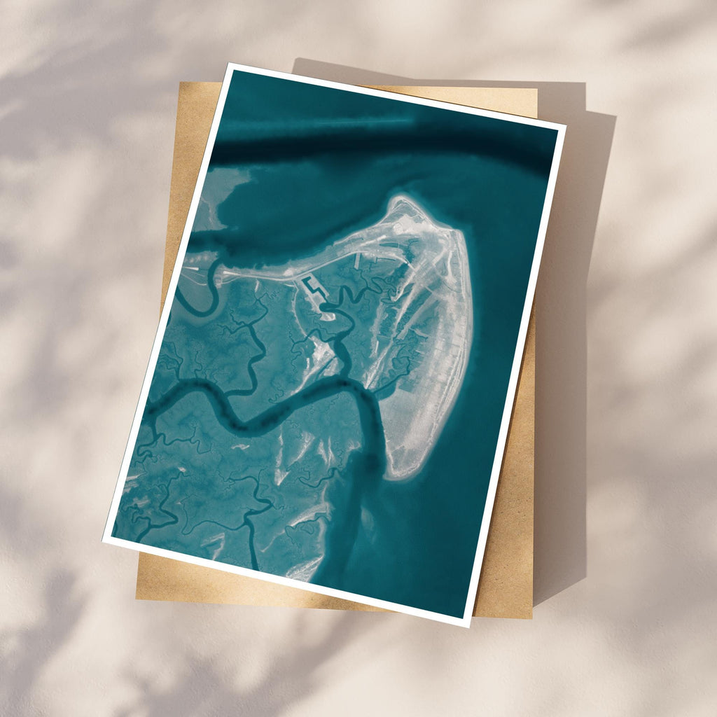 Tybee Island Georgia Bathymetric Map Art Print Coastal Wall Decor Nautical Savannah Beach House Gift Waterfront Housewarming Anniversary