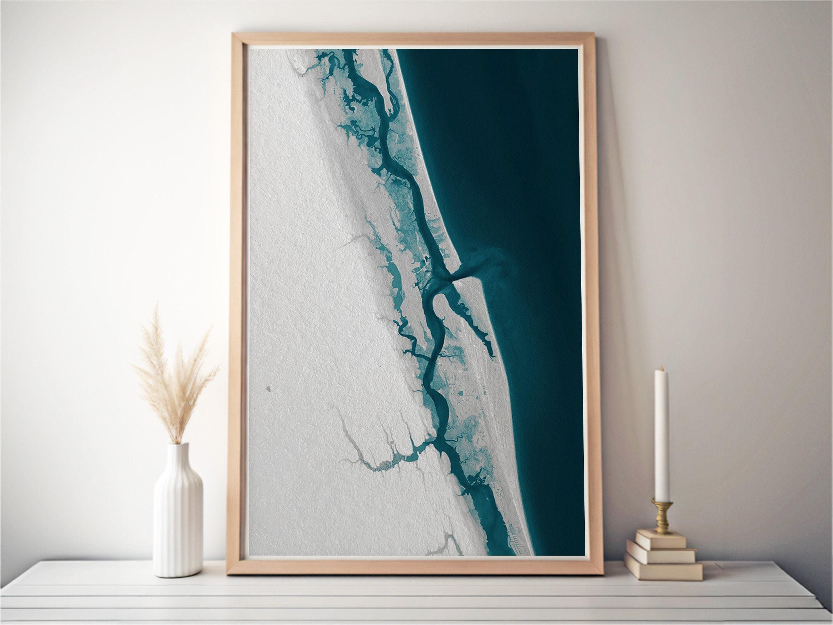 St Augustine Florida Coastal Map Art Print Nautical Wall Decor Beach House Gift Housewarming Anniversary Present Historic City Shoreline