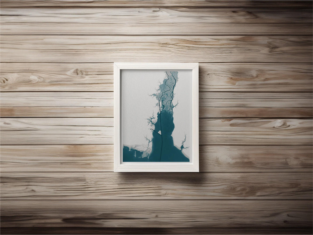 Mobile Bay Alabama Nautical Southern Husband Coastal Nature House Decor Beach Coast Print Gulf Gift Wall Mood Map Art Ocean Depth