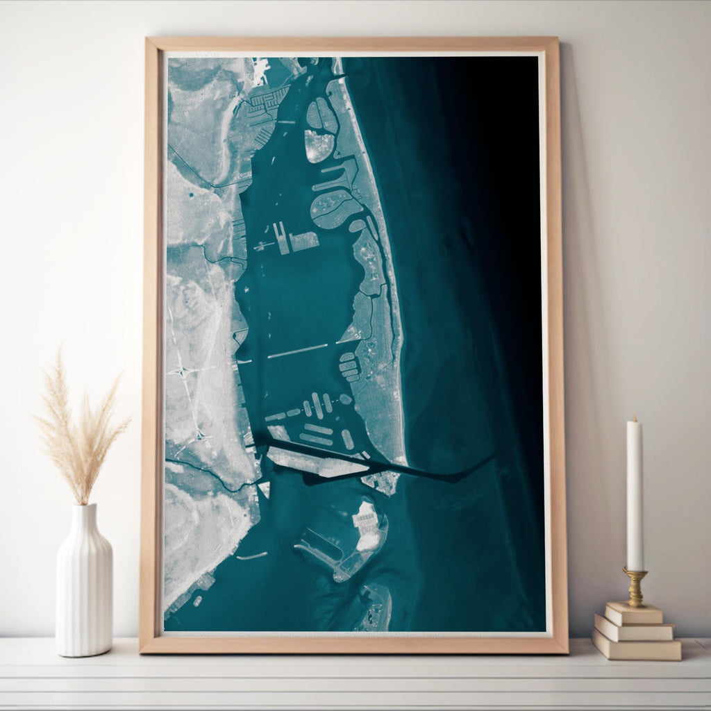 Miami Beach Florida Coastal Map Art Print Wall Decor South Beach Biscayne Bay Nautical Chart Housewarming Gift Ocean Depth Barrier Island