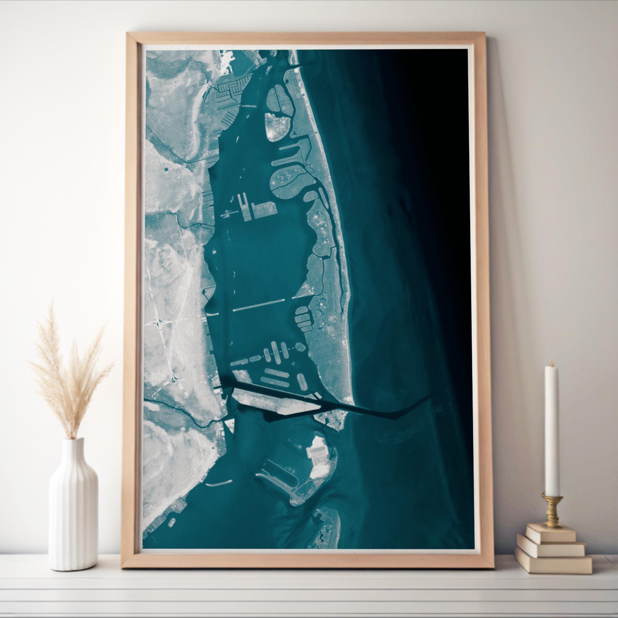 Miami Beach Florida Coastal Map Art Print Wall Decor South Beach Biscayne Bay Nautical Chart Housewarming Gift Ocean Depth Barrier Island