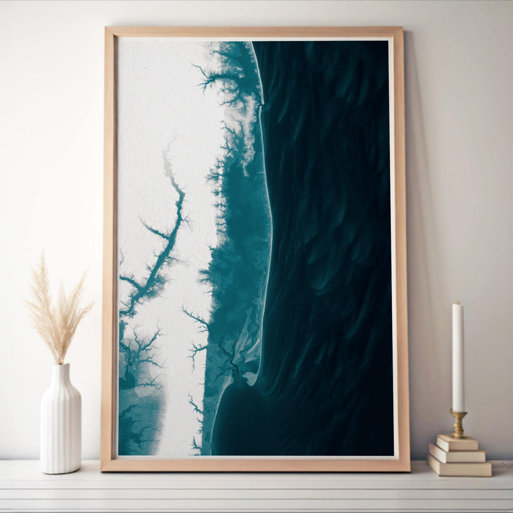 Assateague Island Maryland Bathymetric Map Art Print National Seashore Nautical Wall Decor Beach House Gift Housewarming Anniversary Ocean