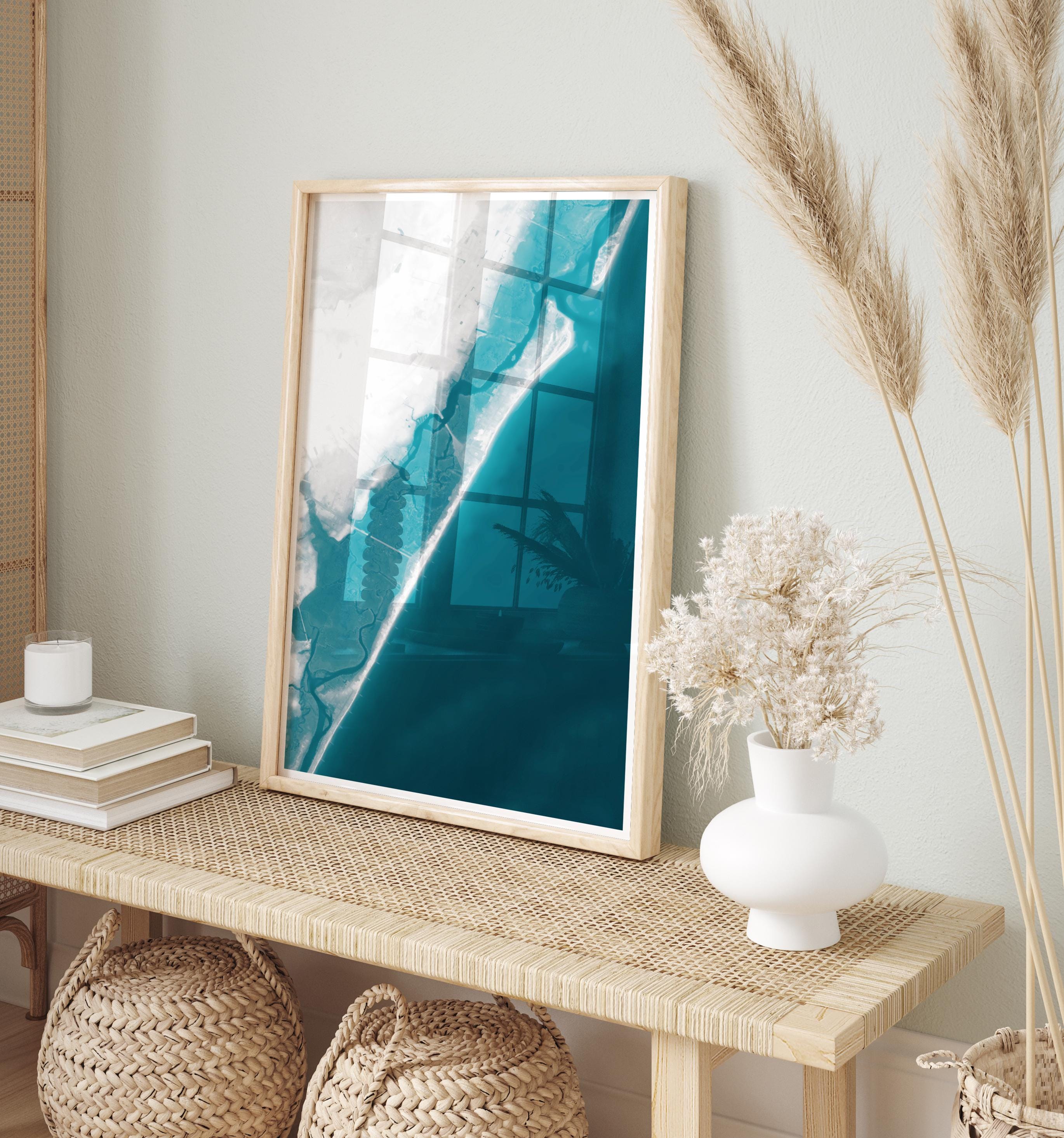Pawleys Island South Carolina Bathymetric Map Art Print Nautical Coastal Wall Decor Ocean Depth Chart Beach House Housewarming Gift