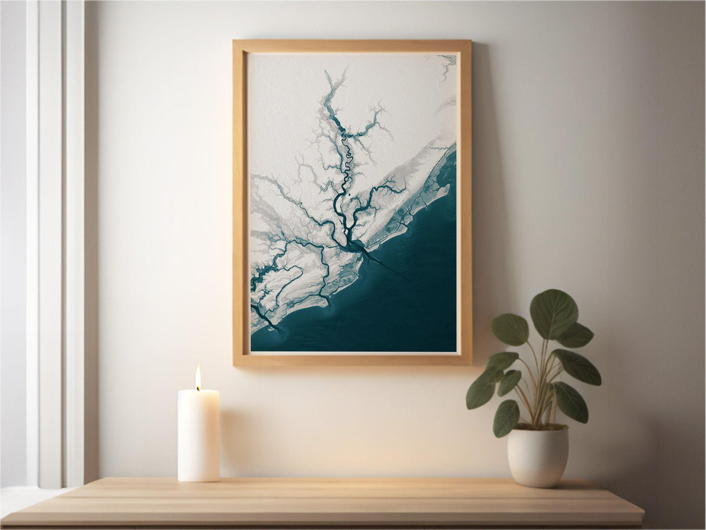 Teacher Retirement Gift Charleston South Carolina Coastal Map Print Bathymetric Art Appreciation End of School Year Educator Wall Decor