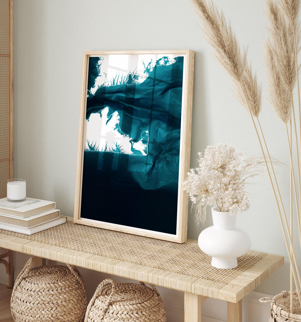 Edgartown Harbor Massachusetts Bathymetric Map Art Print Nautical Coastal Wall Decor Beach House Housewarming Gift Ocean Depth Framed Poster