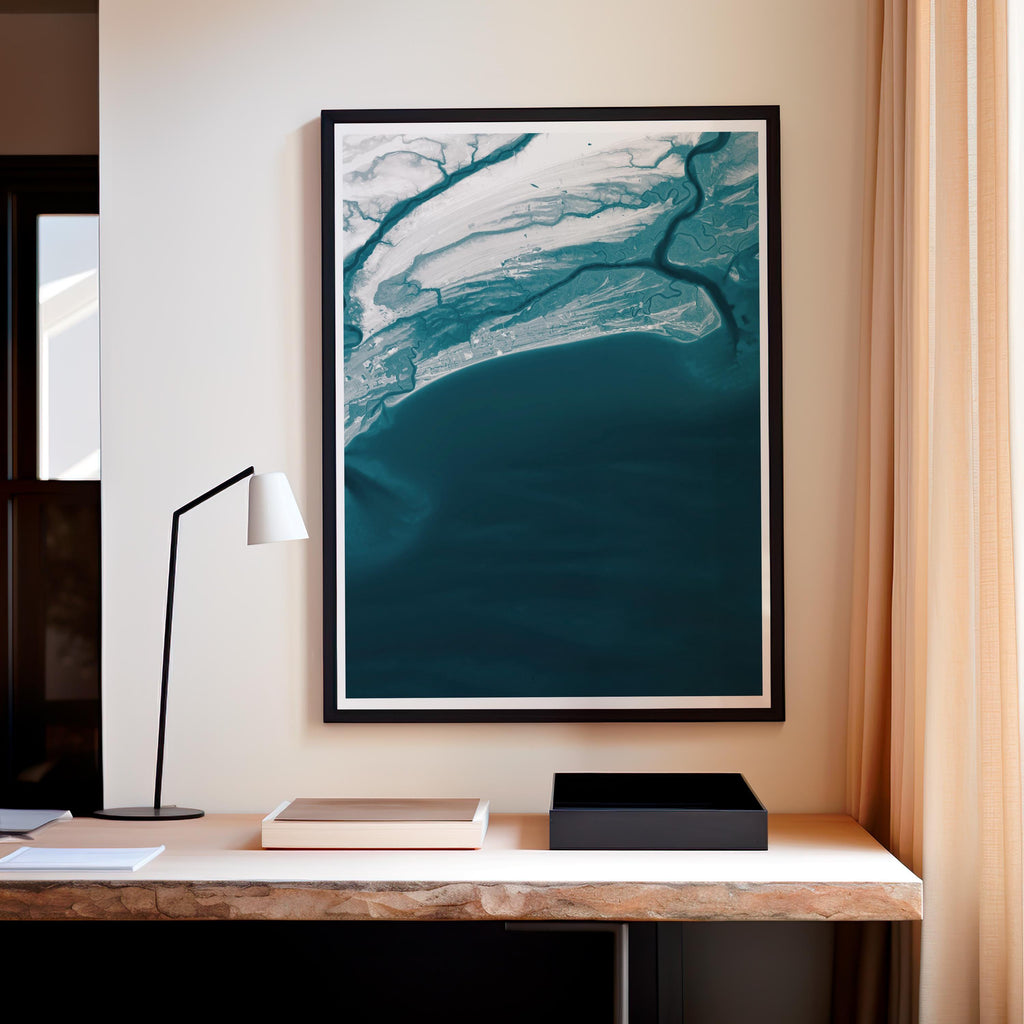 Kiawah Island South Carolina Bathymetric Coastal Map Art Print Charleston Beach House Wall Decor Nautical Housewarming Anniversary Gift