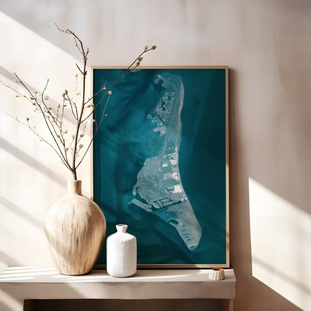 Key Biscayne Florida Coastal Map Art Print Lighthouse Waterfront Nautical Wall Decor Beach House Gift Housewarming Anniversary Ocean Depth