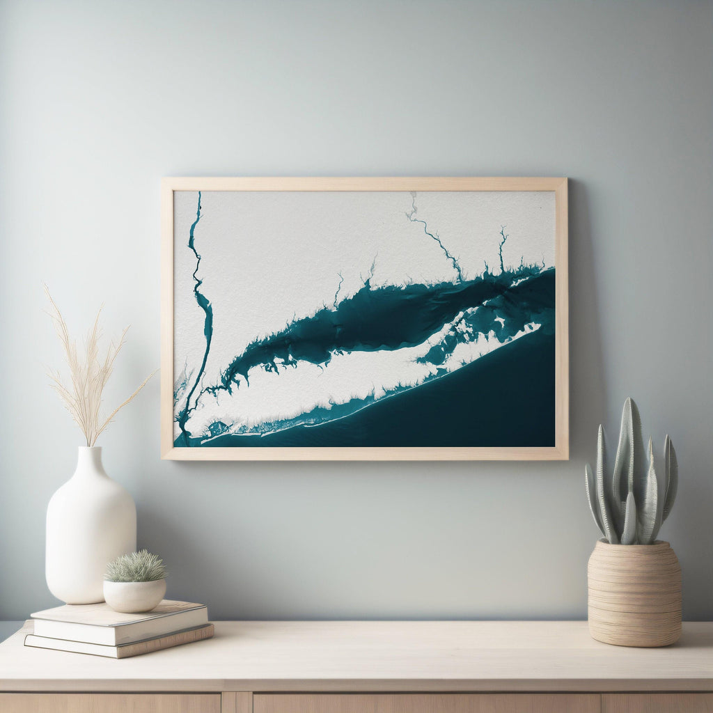 Long Island Sound Coastal Map Art Print New York Connecticut Nautical Chart Wall Decor Beach House Gift Ocean Depth Housewarming