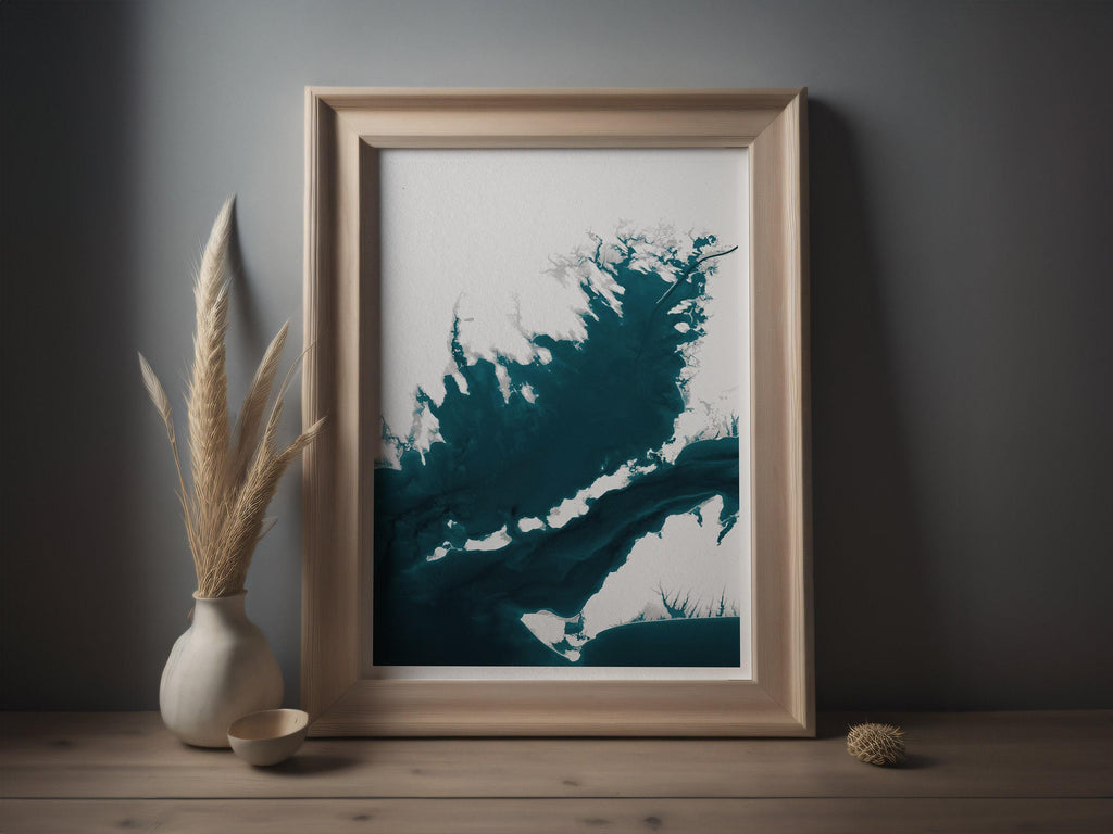 Buzzards Bay Massachusetts Coastal Map Art Print Cape Cod Nantucket Marthas Vineyard Rhode Island Nautical Bathymetric Wall Decor Gift