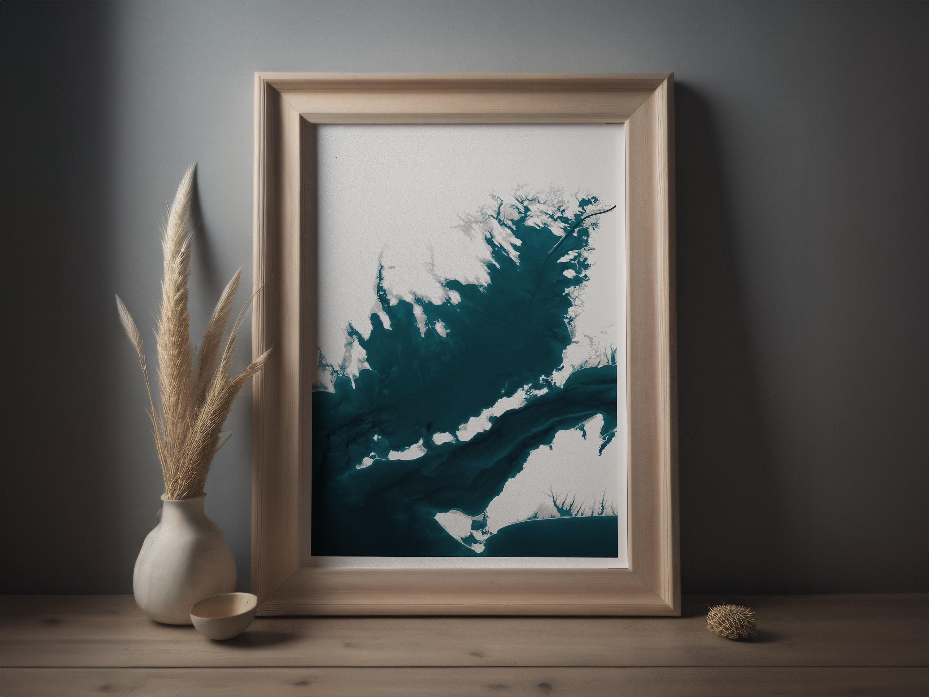 Buzzards Bay Massachusetts Coastal Map Art Print Cape Cod Nantucket Marthas Vineyard Rhode Island Nautical Bathymetric Wall Decor Gift