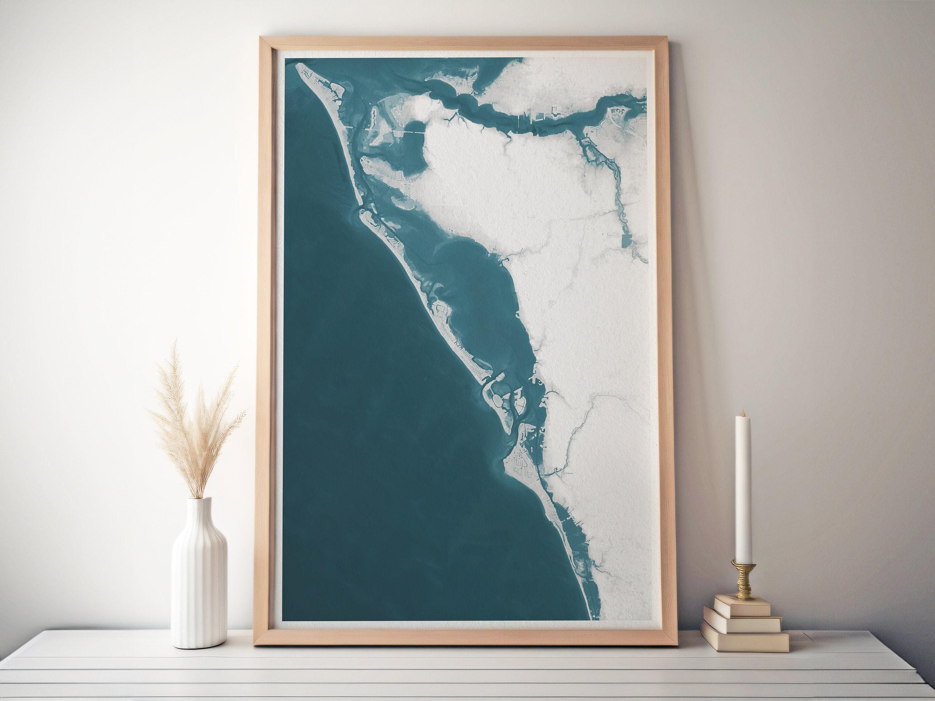 Sarasota Florida Gulf Coast Map Art Print Nautical Wall Decor Beach House Gift Housewarming Anniversary Present for New Home Couple