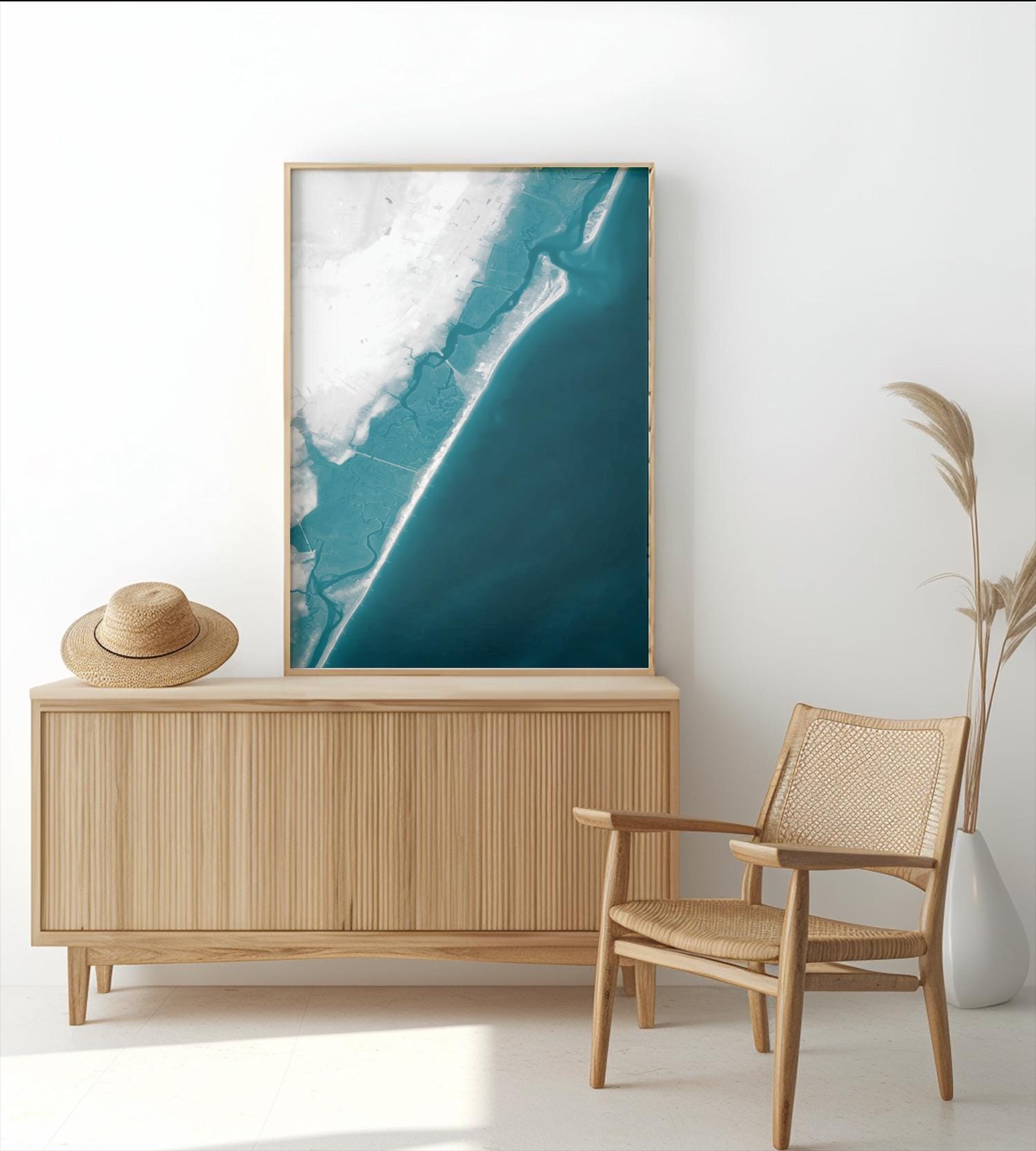 Pawleys Island South Carolina Bathymetric Map Art Print Nautical Coastal Wall Decor Ocean Depth Chart Beach House Housewarming Gift