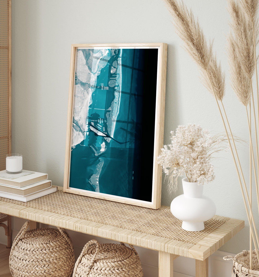 Miami Beach Florida Coastal Map Art Print Nautical Wall Decor Beach House Gift South Beach Ocean Depth Chart Housewarming Anniversary