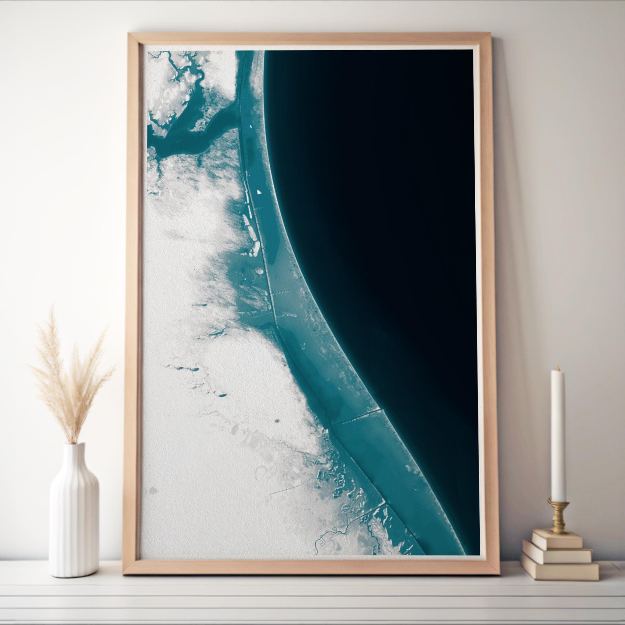 Padre Island Texas Map Art Print Nautical Chart Gulf Coast Wall Decor Housewarming Gift Anniversary Ocean Coastal Home South Shore