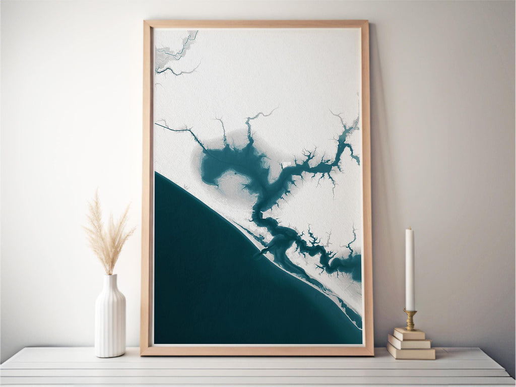 Panama City Beach Florida Coastal Map Art Print West Bay Nautical Wall Decor Beach House Gift for Husband Wife Housewarming Anniversary