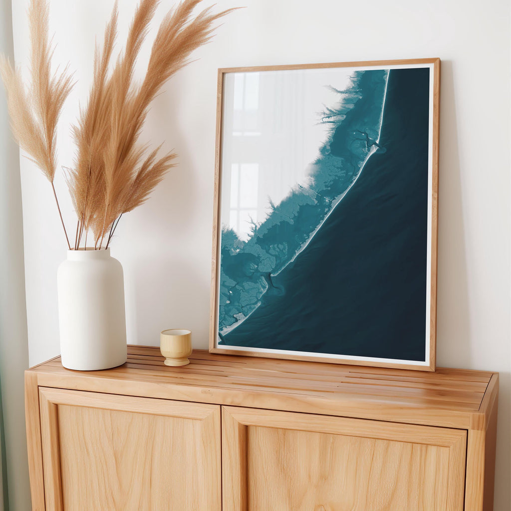 Long Beach Island New Jersey Coastal Map Art Print LBI Shore Housewarming Gift Anniversary Present Nautical Wall Decor Beach House