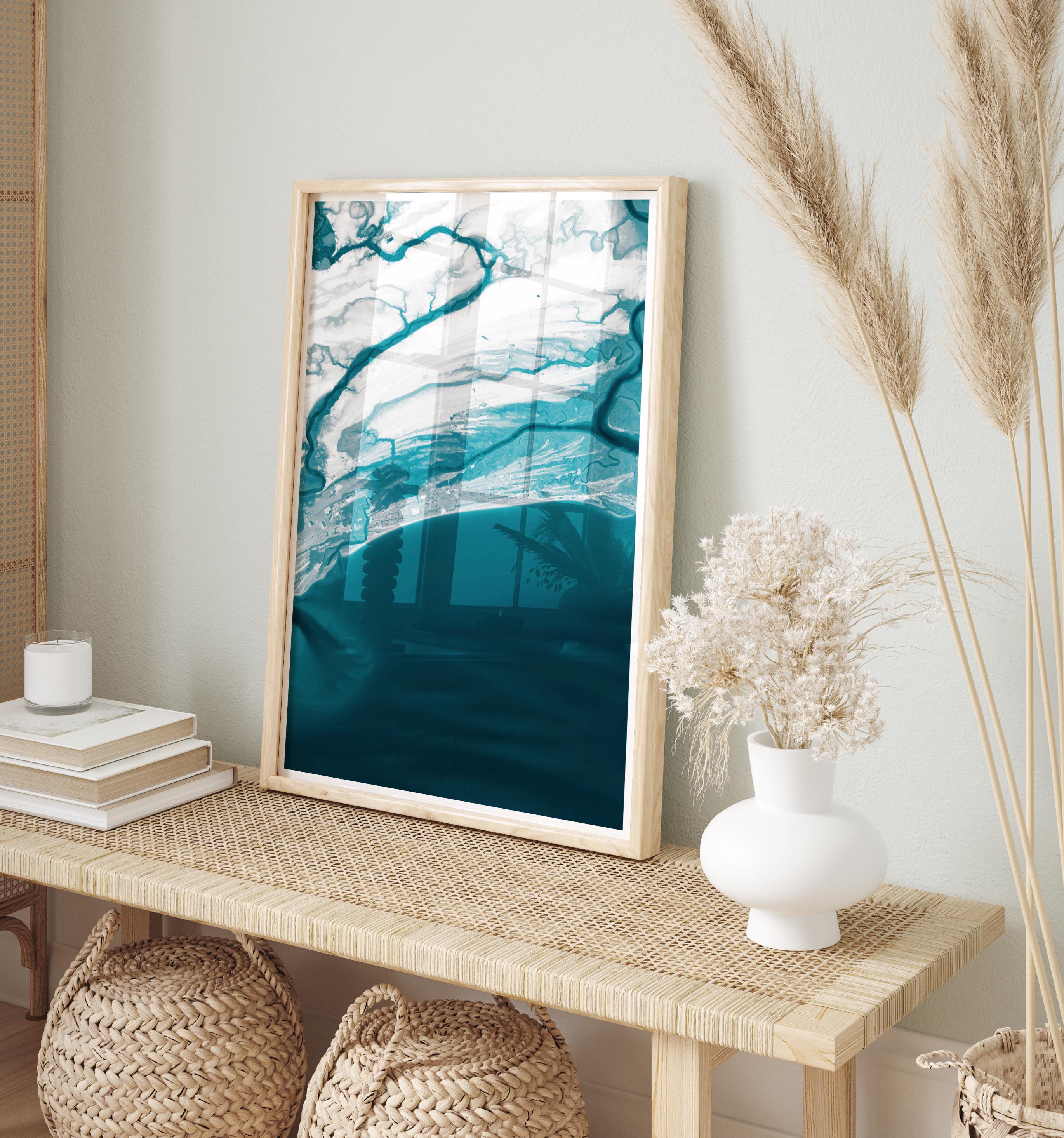 Kiawah Island South Carolina Ocean Course Golf Coastal Map Art Print Beach House Wall Decor Golfer Gift Nautical Chart Framed Poster