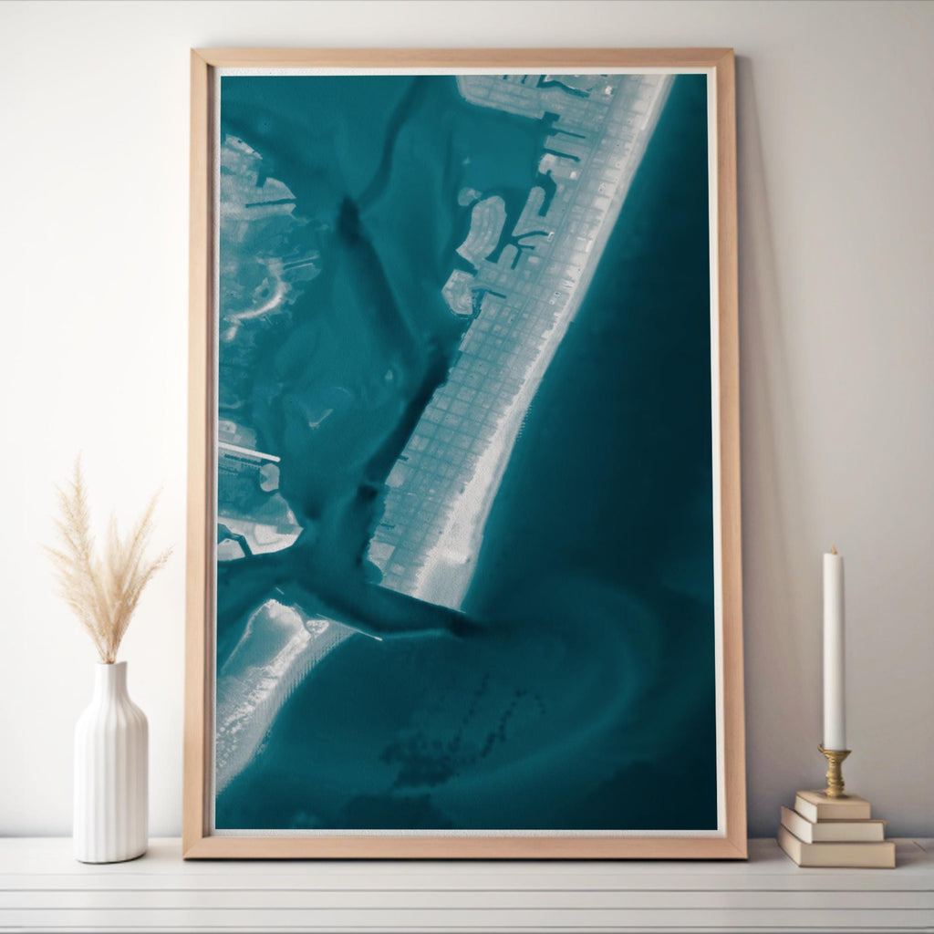 Ocean City Maryland Eastern Shore Map Art Print Coastal Wall Decor Beach House Gift Nautical Chart Bathymetric Assateague Poster