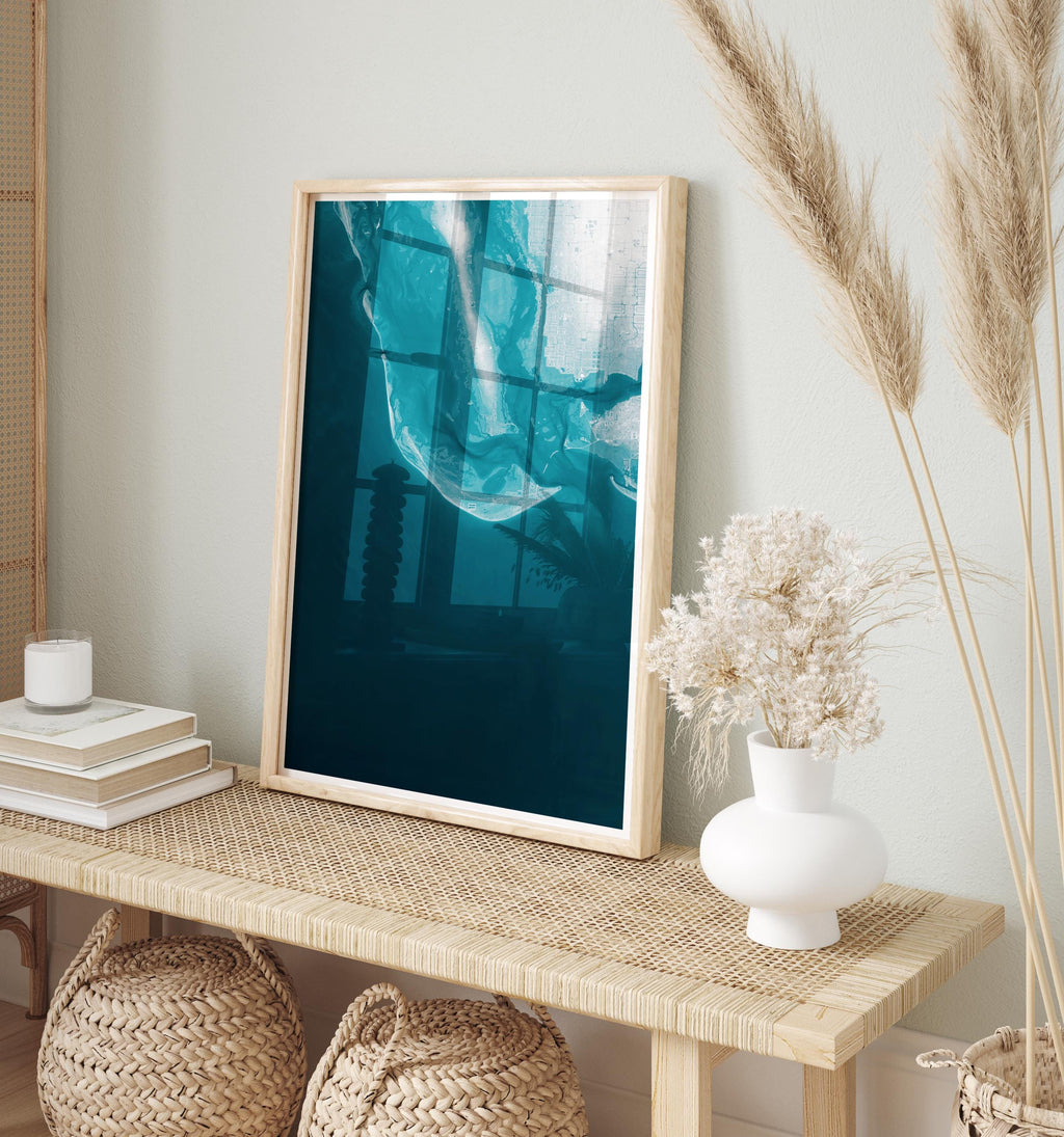Sanibel Island Florida Housewarming Anniversary Waterfront Nautical Coastal Framed Print Depth Beach Decor Ocean House Wall Home